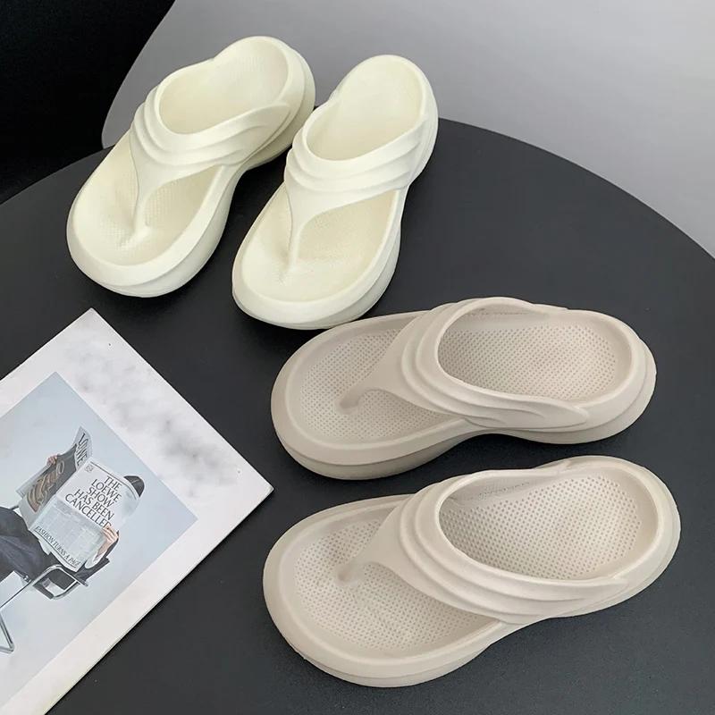 Fashion Rimocy Trend Women Wedges Platform Sandals Summer Thick Heel Clip Toe Slippers Outdoor Solid Non-Odorant Sandalias De Mujer Eva
