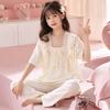 Girls Cotton Pajama Set Short Sleeve Princess Style Sleepwear Kids 8 Years Lightweight Home Wear