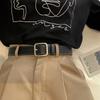 Ladies' Simple and Versatile Korean Fashion Student Square Buckle Belt for Women Korean Version Bf Trendy Trouser Belt