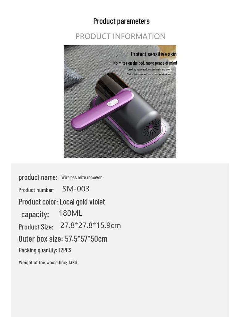 Wireless High-Suction Mite Removal and Sterilization Handheld Vacuum Cleaner
