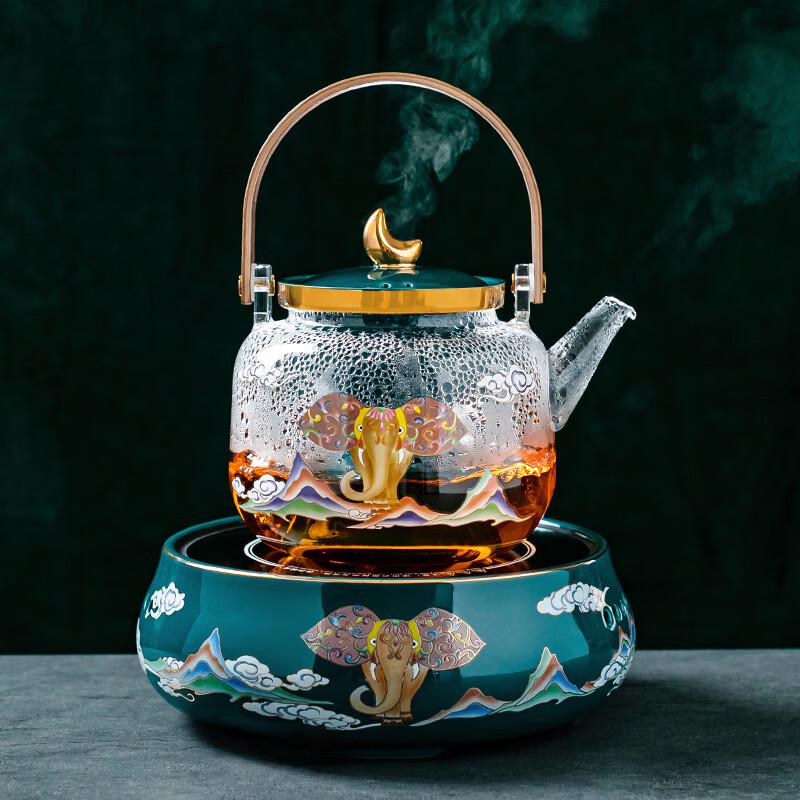 Hand-Painted Glass Tea Brewing & Steaming Pot Set