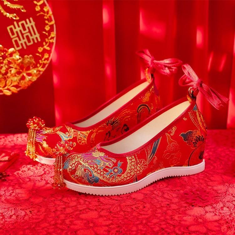 Fashion 6-CMOriental Elegance Beaded - Tassel Embroidered Raise Your Head Wedges | Hanfu - Friendly Classical - Style Shoes