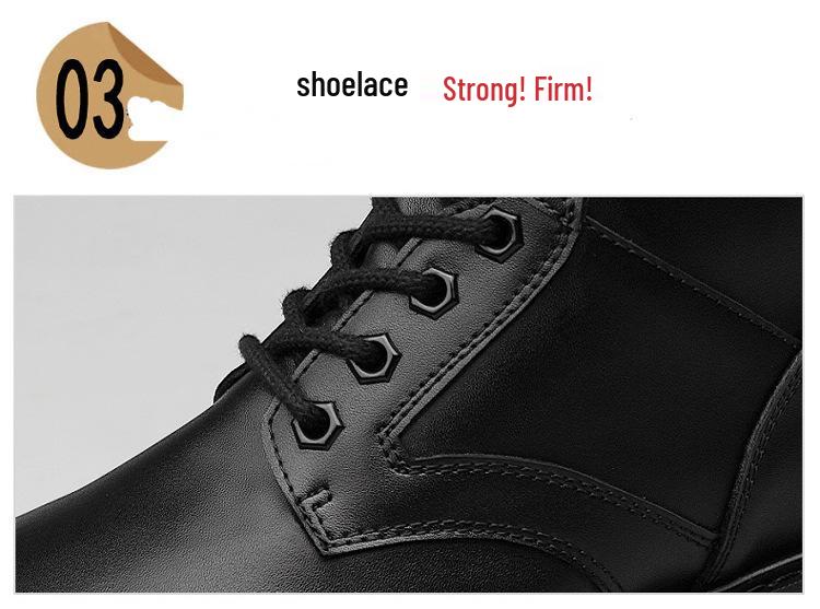 Plus Size Men's Black High-Top Cotton Martin Boots 48-52, Cowhide & Fleece Lined, Warm Workwear Shoes