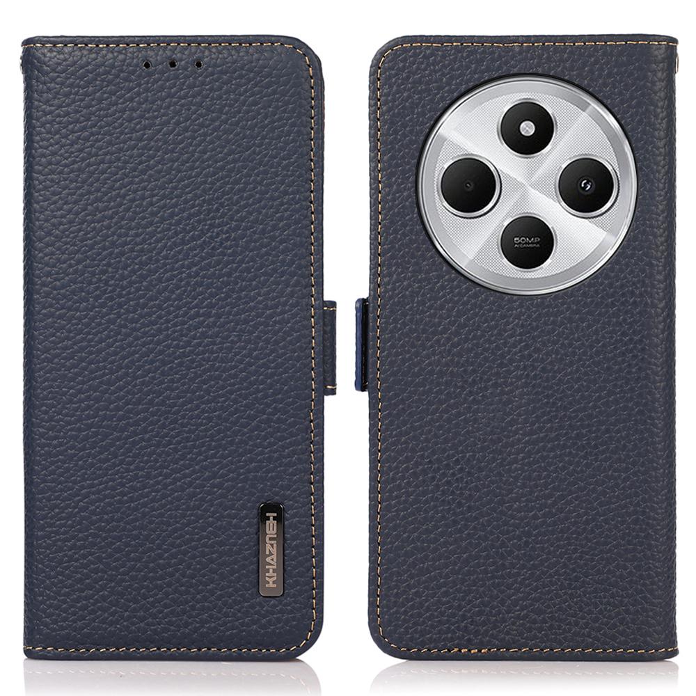 KHAZNEH For Xiaomi Poco C75 4G/Redmi 14R 5G/14C 4G Phone Case Genuine Cow Leather Cover RFID Blocking