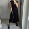 Autumn Dress Women's Elegant and Fashionable Round Neck Sleeveless Pleated Long Dress