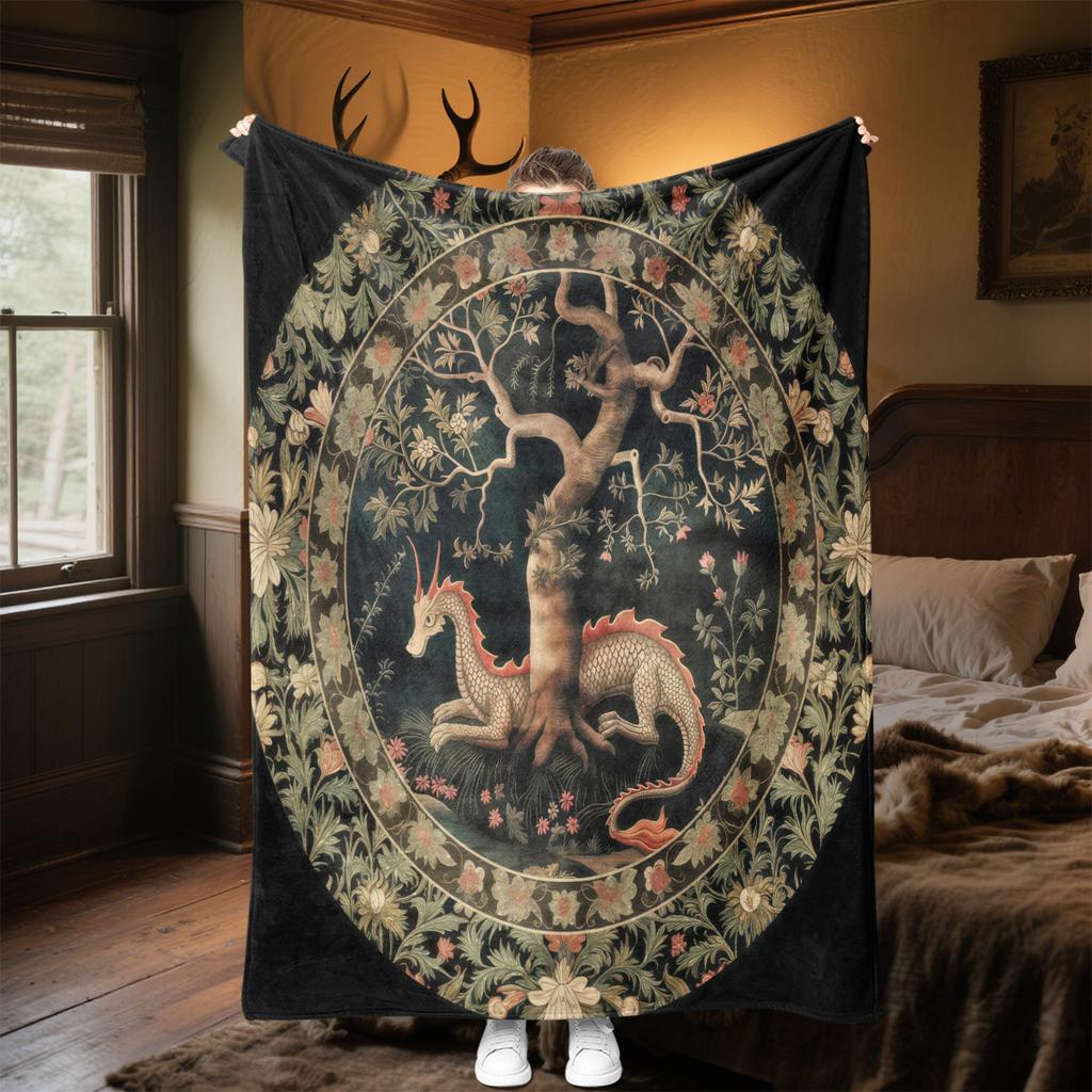1pc Medieval Gothic Fantasy Dragon blanket, al season lightweigh Poster blanket home office outdoor nap multifunc Poster blanketional blanket