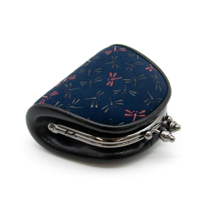 [Inden-ya] Coin Purse Nagomi Dragonfly Traditional Koshu Inden Deer Leather Lacquer Original Brand (No. 7518) Navy