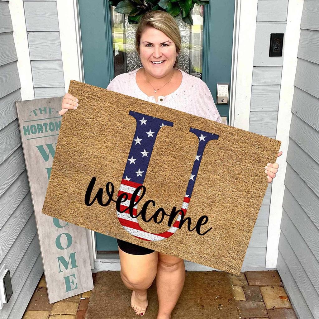 Fußmatte zum Unabhängigkeitstag, Eingangsteppich, Willkommen, Unabhängigkeitstag, Fußmatte, flecken- und lichtbeständig, Dekor, Willkommensmatte für den Außenbereich, dekorativ für Zuhause und drinnen