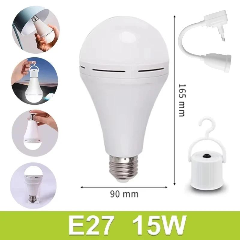 E27 Rechargeable LED Lamp Bulbs 9W 15W High Brightness Emergency Light Bulb Outdoor Camping Fishing Portable Lamps Lights