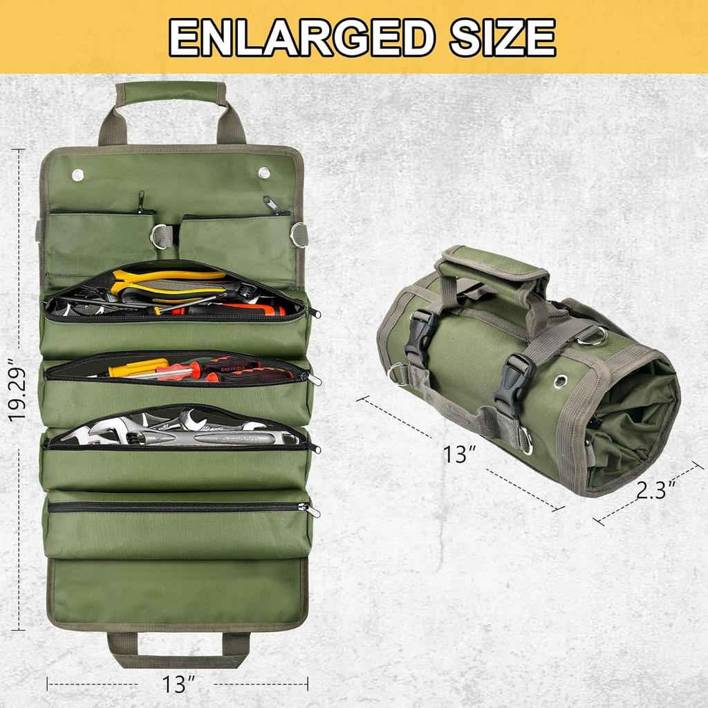 Tool Bag Organizer Roll Up:Gifts for Men Fathers Day Dad Gifts for Him Boyfriend Husband Birthday Portable Motorcycle Tool Box Woodworking Gift