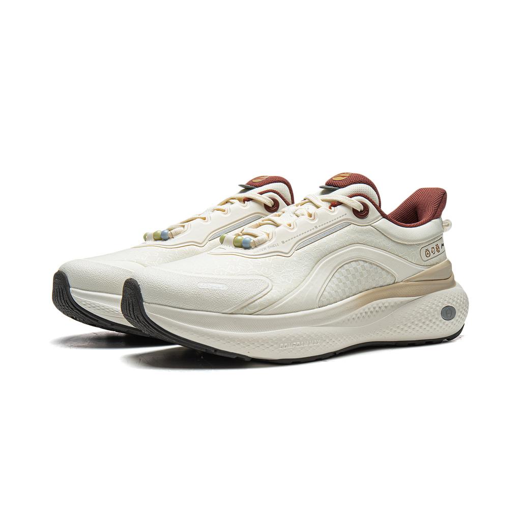 Li Ning SOFT PLUS 2 Cushioning Slip Resistant Abrasion Resistant Height Increasing Low Top Casual Shoes Women's Ecru AGLW014-1