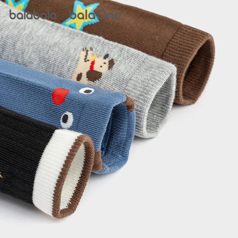Balabala Boys' Mid-Tube Cotton Socks 4-Pack