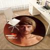 1pc French rock legend Johnny Hallyday Round carpet Painted Printed circular carpet, home door mat, outdoor travel protection carpet