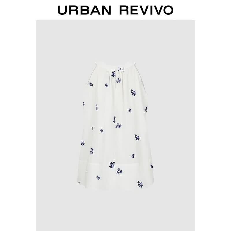 UR2026 Women s Floral Embroidered Sleeveless Blouse XS грязно-белый