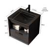 51cm Floating Bathroom Vanity with Integrated Undermount Ceramic Basin, Beveled Plywood Cabinet with Shelf and Drawer, Pre-assembled, Black Wood Grain