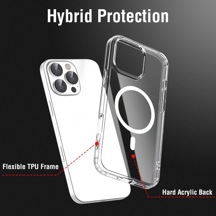 Us Stock Luxury Shockproof Clear Transparent Silicone Phone Case for Iphone 16 Support Wireless Charging Magnetic Back Cover