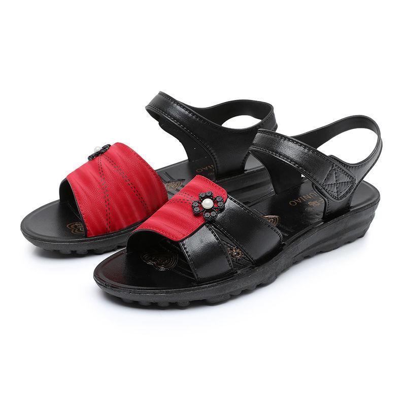 

Летние женские сандалии на толстом каблуке, обувь для женщин среднего возраста, нескользящие женские сандалии, удобные сандалии 41 чёрный