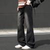 SWAMP AREA American High Street Vintage Men's Denim Jeans Spring Autumn Loose Straight Wide Leg Slight Flare Long Pants K113 Black 3XL