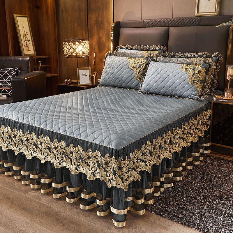 3 szt. Zagęszczona Koronkowa Falbana Jesienno-Zimowa, Kryształowy Aksamit Koronkowa Nakładka na Łóżko, Miękka i Wygodna, Pościel do Sypialni i Pokoju Gościnnego