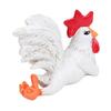 White Rooster Statue Enchanting Posture Table Art Sculpture Funny Lying Down Rooster Figurine Decoration Animal Table