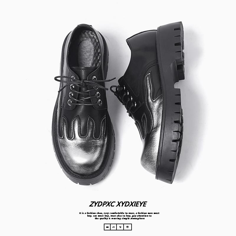 Thick soled men's leather shoes Trendy and personalized design style Leisure Outdoor Party office street walking Daily shoes New