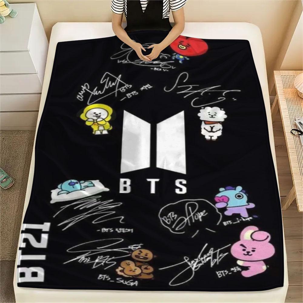 K-POP BTS printing Flannel Blanket Bedroom Sofa Camping Warm blanket Gifts for family and friends-MJ009