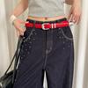 Women's High-End Red Retro Rivet Waist Chain Belt: Trendy, Versatile, Light Luxury Accessory