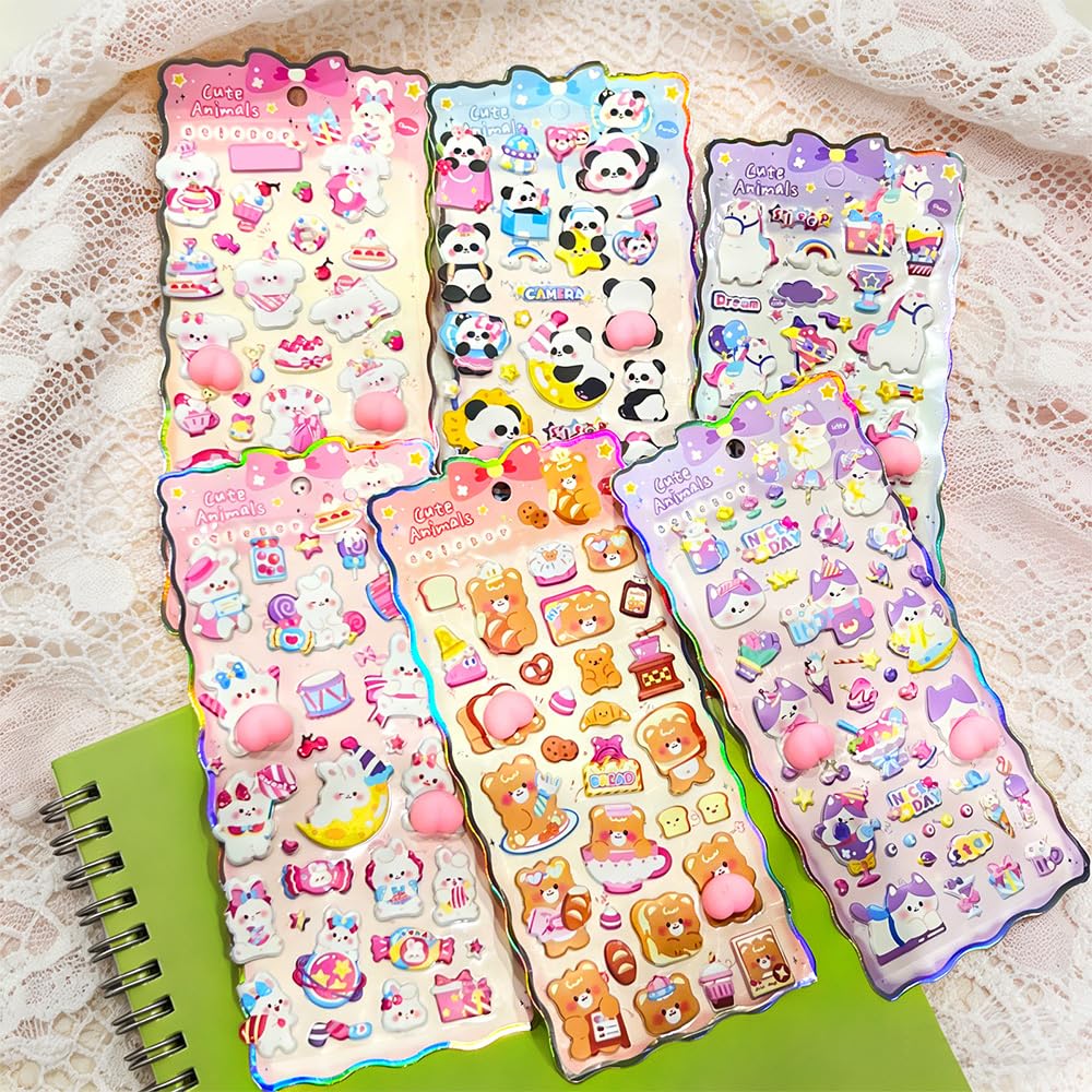 This is a Get a set of 6 for this 3D squishy animal butt stickers with a soft Perfect for sticker DIY cell and Cute animal A great gift for school