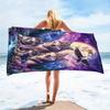 Wolfsfamilie Mondlicht Berg Strandtuch, Wildnis Natur Kunst Schnelltrocknendes Sandfreies Mikrofaser Badetuch für Schwimmen und Camping
