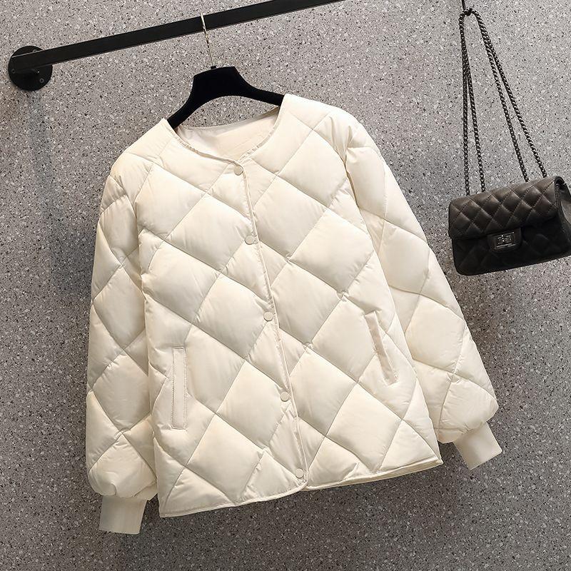 

Short Cotton Jacket Female 2024 New Arrival Winter Korean Style Lightweight Best Selling Small Lightweight Quilted Versatile Casual Coat White 2XL