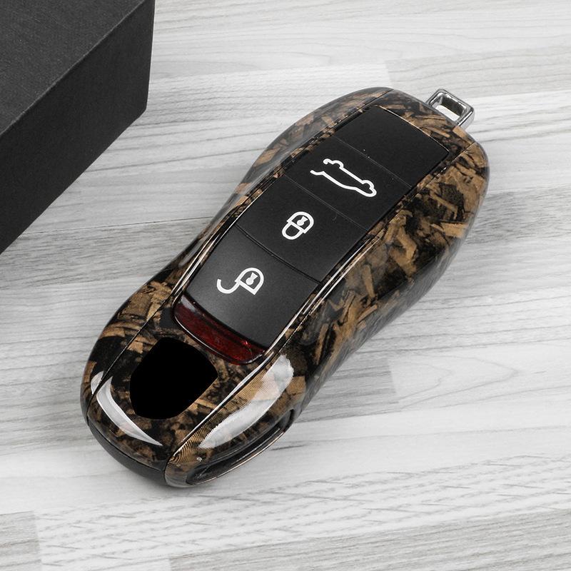 For Porsche Taycan Wood Grain Key Case Paramela Macan718 Cayenne 911 Key Wood Grain