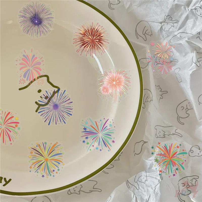 50Pcs/Set Watercolor Fireworks Art PET Stickers Waterproof DIY Fashion Doodle Decals Stickers