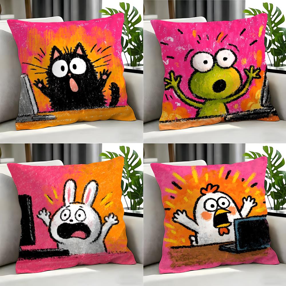 Cartoon CCartoon Animals on Computer Cushion Cover Cushion Cover Set Pcs x x x Pillowcase Decorative Sofa HomeDecor
