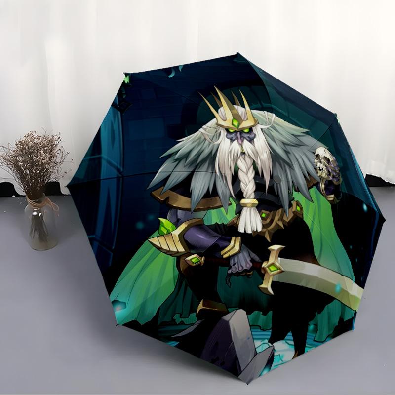 Parapluie Roi Squelette AFK Journey, Parapluie Pliable Soleil Pluie Personnage de Jeu Fantastique
