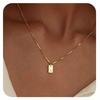 Exclusive 18K Gold Vacuum-Plated Stainless Steel Engraved Square Pendant Necklace with Alphabet Letters