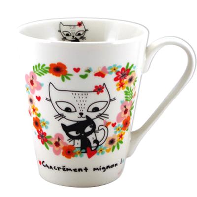 [A2175] - Multicolored 'Cats' Porcelain Mug (Damn Cute! ) - 100x85mm (32 Cl)