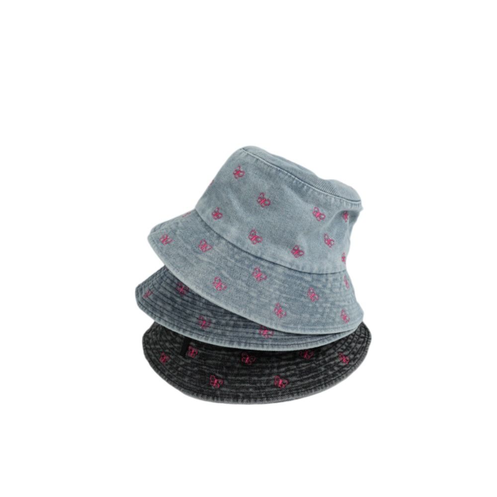 Windproof Butterfly Embroidered Cowboy Hat Retro Big Brim Sun Hat Fisherman's Hat  Autumn