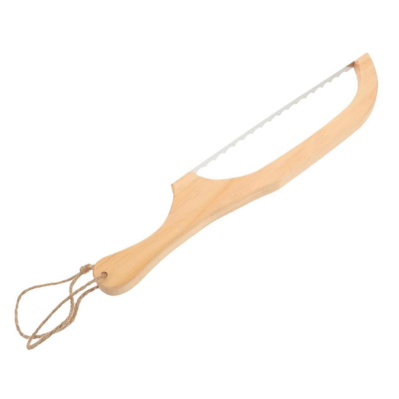 Dřevěný nůž na chleba kráječ Prémiová nerezová ocel Zoubkovaná pila Kráječ na chleba Na domácí chleba Bagely Bagety