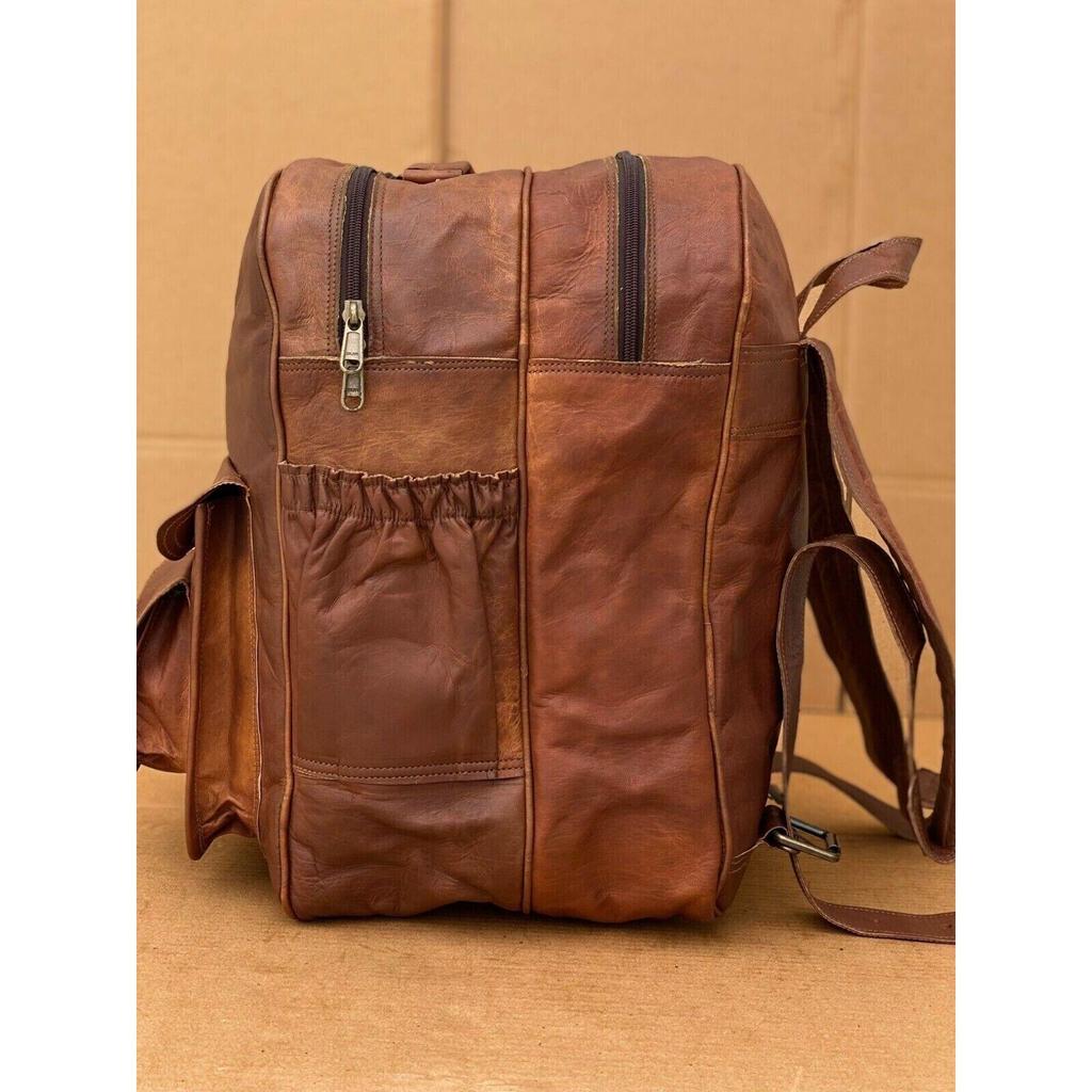 Leder Reisegepäck Wandern Urlaub Rucksack Rucksack Große Vintage Tasche