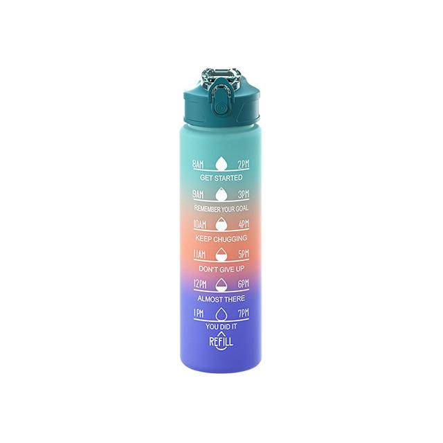 Large Capacity Sports Water Bottle With Straw Portable Handle Heat-resistant Outdoor Frosted Plastic Gradient Color Space Kettle