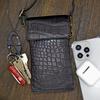 Roberto Ricci Echte Krokodilleder Smartphone Reise-Gadget Zubehör Schwarzer Beutel, Beutel, Beutel, Beutel, 10x18x3.5cm,