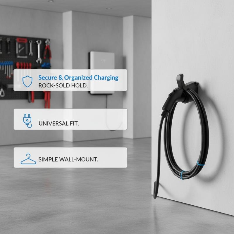 Versatile EV Charger Holder Wall Mount Bracket Sturdy Stand for Electric Car Charging Cables In Home Garage Setting