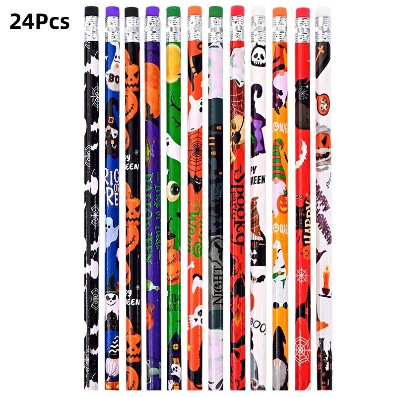 12/24/36 Pcs Halloween Christmas Theme Wooden Pencil Student School Stationery Halloween Party Gifts Supplies For Children