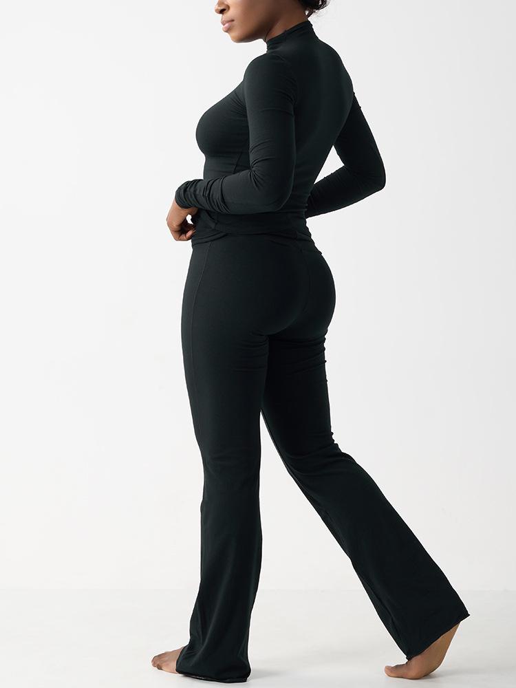 Cross-border Cotton-Modal Nude Yoga Suit: High-Waist Long Sleeve Fitness & Casual Sportswear Set