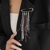 Dangle Brooch Beaded Tassel Pin Boho Chain Retro for Women
