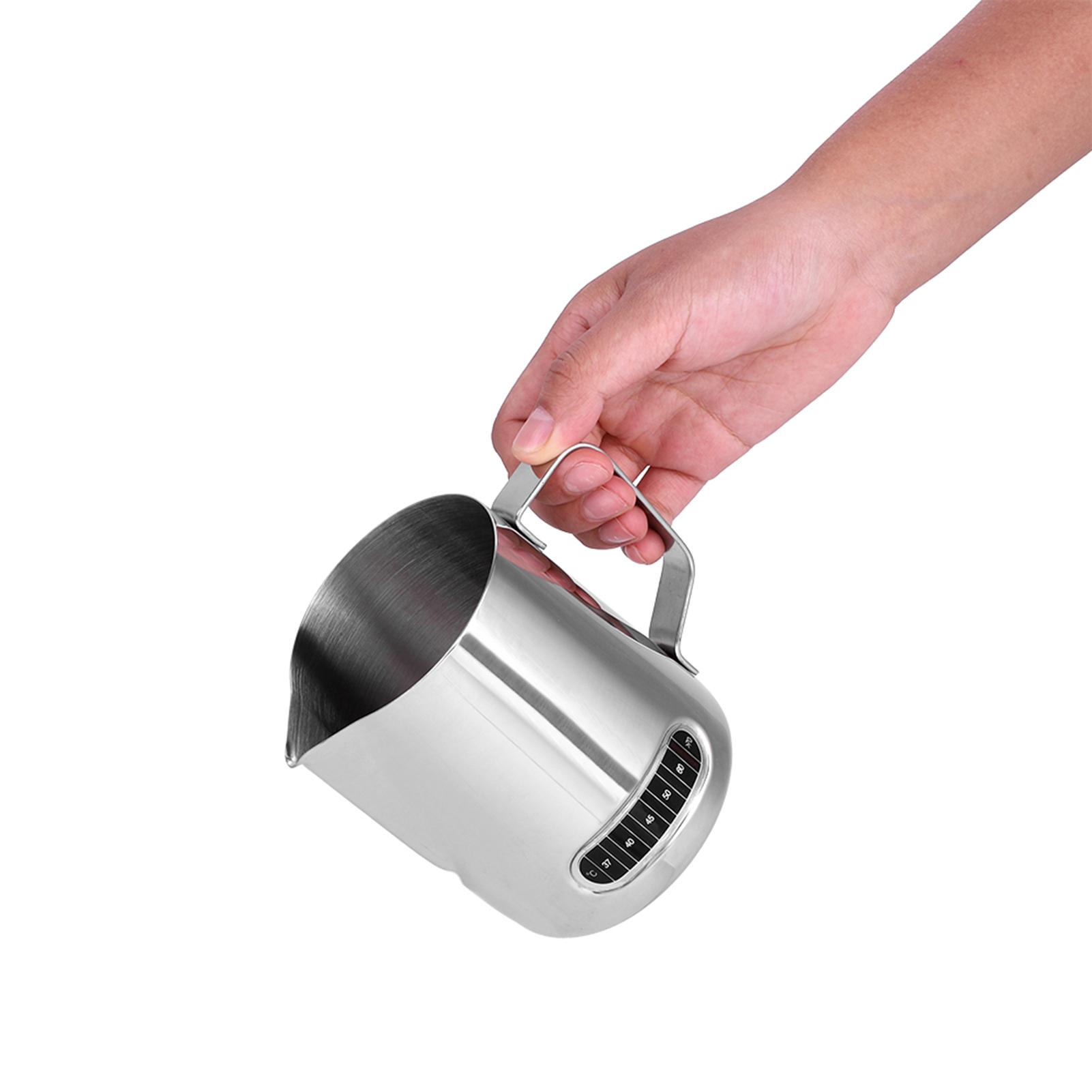 

600ml Stainless Steel Milk Frothing Pitcher with Graduations - Anti-drip Spout, Wide Handle for Art, , Coffee Crmer - Compatible