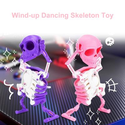 Aufziehbares tanzendes Skelett-Spielzeug, keine Batterie erforderlich, für Kinder, Kleinkinder, Desktop, Mini-3D-Druck, schüttelnder Schädel, Puppe, Frühling, Uhrwerk, Spielzeug, lustiges Geburtstagsgeschenk
