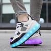 Pattini a rotelle per bambini, rimovibili, piatti, ricaricabili, LED, quattro ruote, scarpe sportive luminose, rosa, scarpe da ginnastica luminose da donna