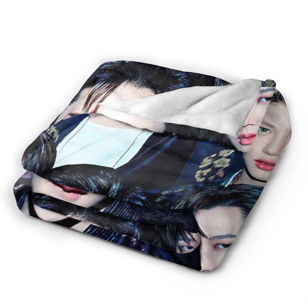 Blankets Travel Office Flannel Throw Blanket Kpop Stray-kids S-skzoo FELIX For Living Room Warm Design Quality Bedspread