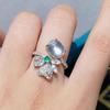 Elegant White Chalcedony and Hetian Jade Open Ring